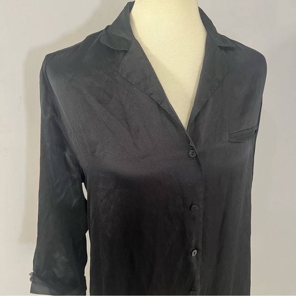 La Perla black silk robe Basic Silk Sleepshirt lingerie luxury Italian made sz M - Picture 10 of 12